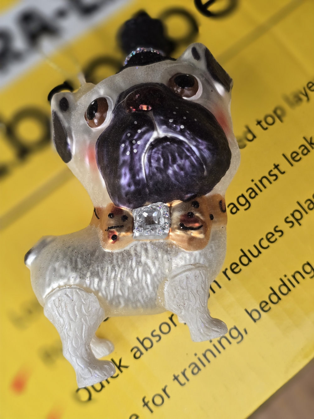 Decorative Pug Dog Pendant Necklace - White and Black